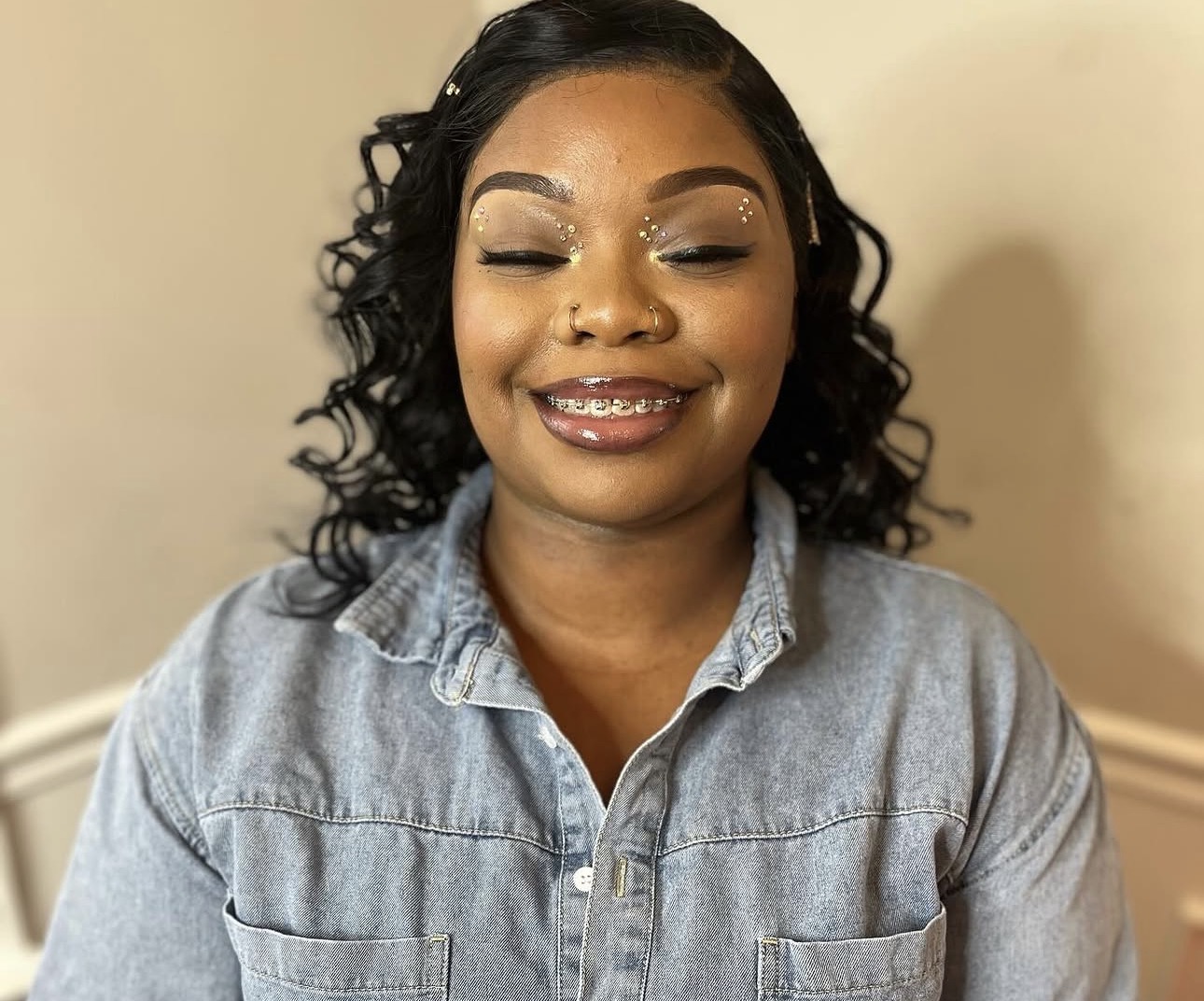 Soft glam with crystal accents